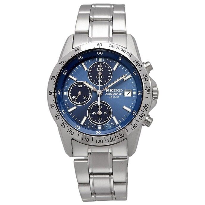 SEIKO SELETION SBTQ071 CHRONOGRAPH Quartz Men's Watch Silver Blue
