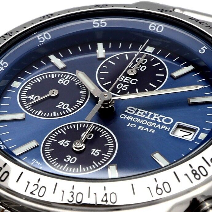 SEIKO SELETION SBTQ071 CHRONOGRAPH Quartz Men's Watch Silver Blue