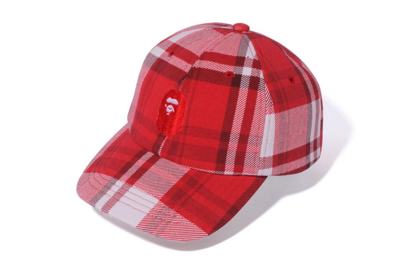 A BATHING APE BAPE CHECK GIFT APE HEAD CAP M