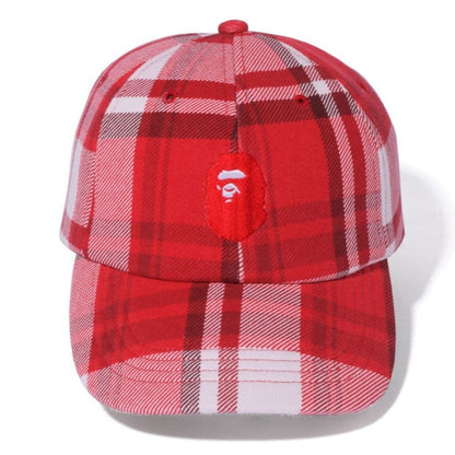 A BATHING APE BAPE CHECK GIFT APE HEAD CAP M