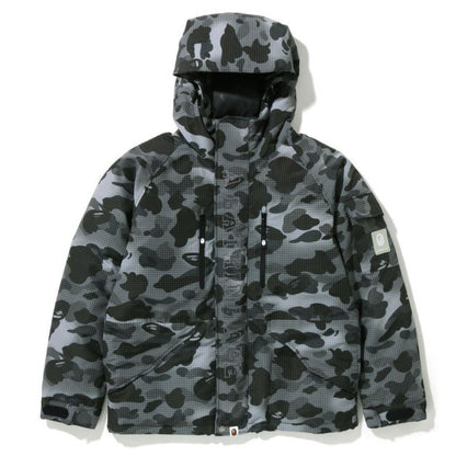 BAPE GRID CAMO RELAXED FIT HOODIE DOWN JACKET