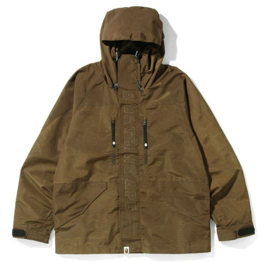 BAPE TEXT CODE CAMO HOODIE JACKET BROWN