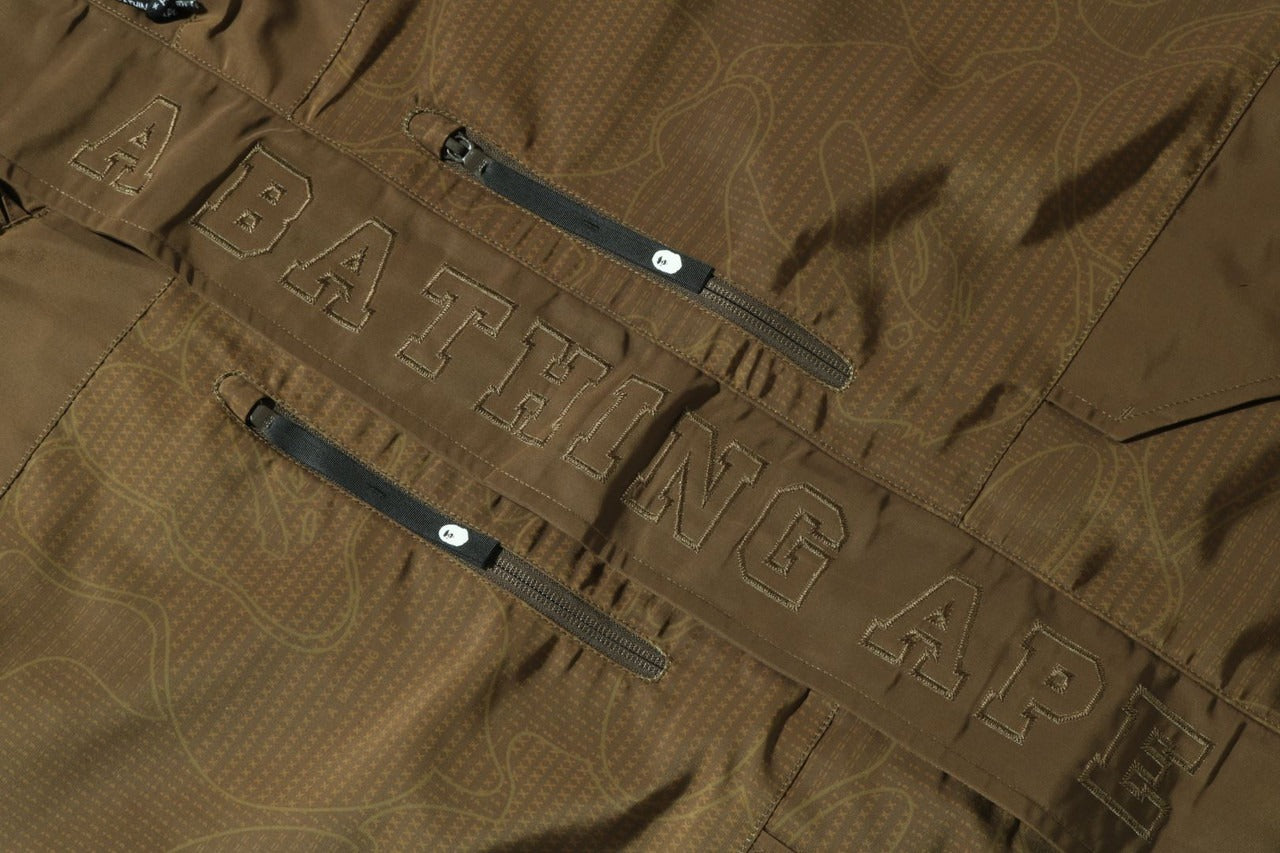 BAPE TEXT CODE CAMO HOODIE JACKET BROWN