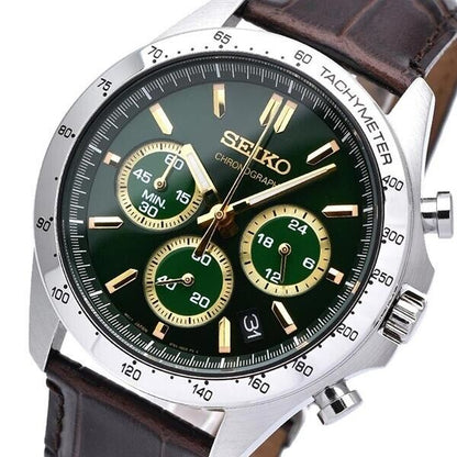 SEIKO SPRIT SBTR017 Green Chronograph Quartz Leather band Men Watch