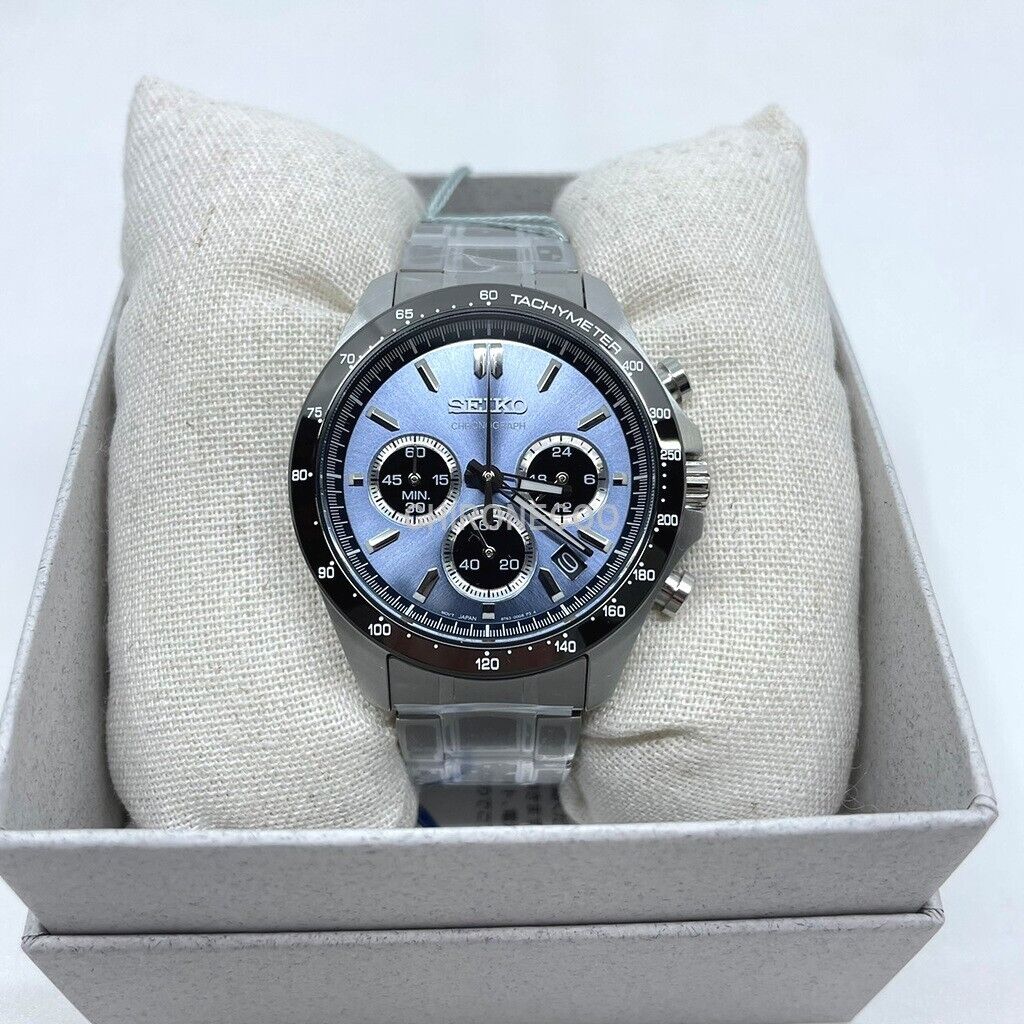 SEIKO SPIRIT SBTR027 Light Blue Stainless Chronograph Men`s Watch