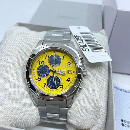 SEIKO SND409P SND409P 1 Yellow Silver Band Analog Waterproof 5BAR Men's Watch