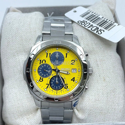 SEIKO SND409P SND409P 1 Yellow Silver Band Analog Waterproof 5BAR Men's Watch