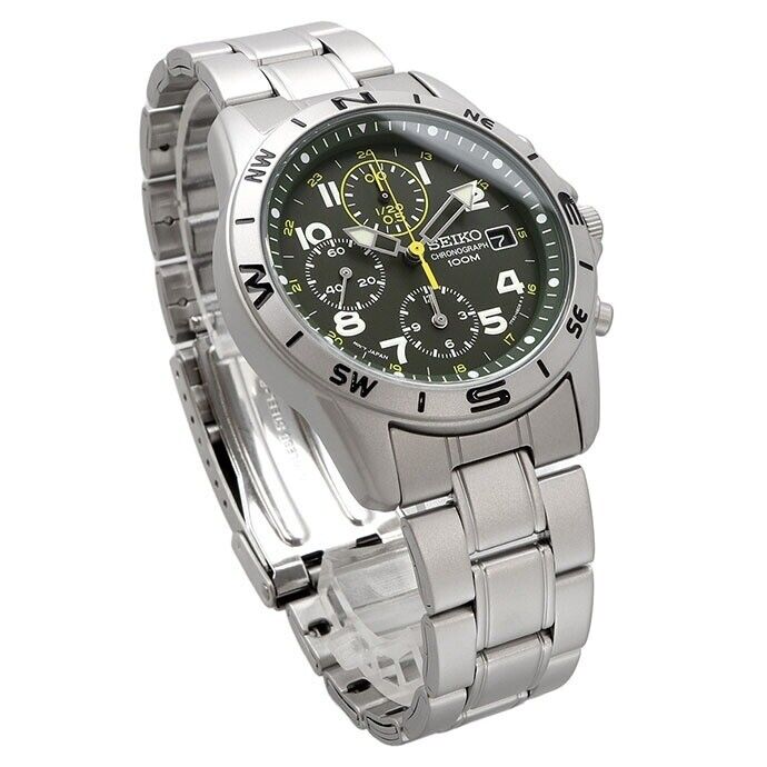 SEIKO SND377P Dark Olive Green Chronograph Men's Watch