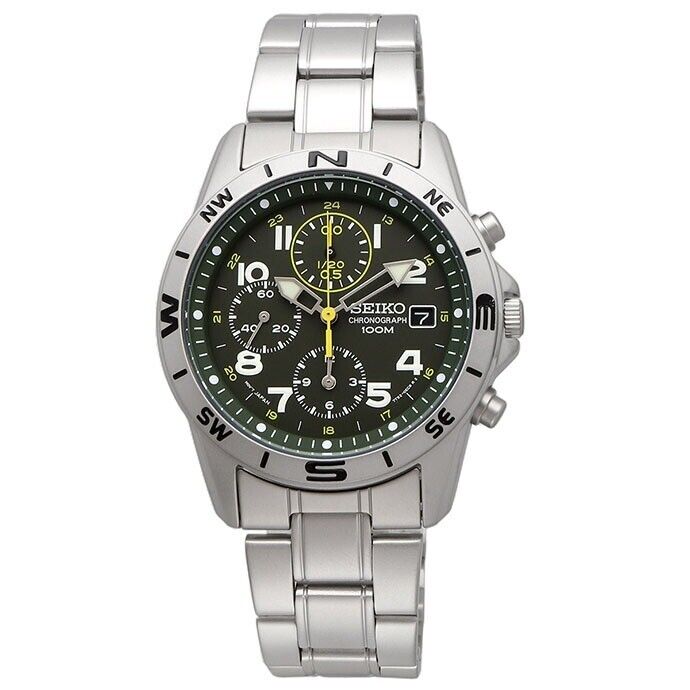 SEIKO SND377P Dark Olive Green Chronograph Men's Watch