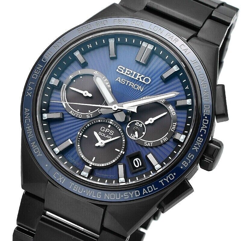 SEIKO ASTRON NEXTER SBXC121 Navy Titanium GPS Radio Solar Men's Watch