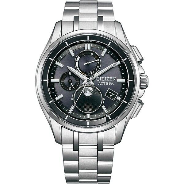 CITIZEN ATTESA BY1001-66E Black Moon Phase Eco-Drive Radio Mens Watch