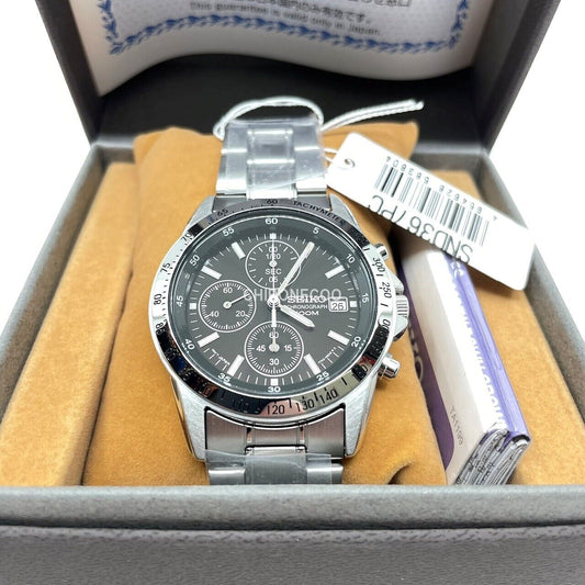 SEIKO Chronograph Black Silver Men's Watch SND367PC