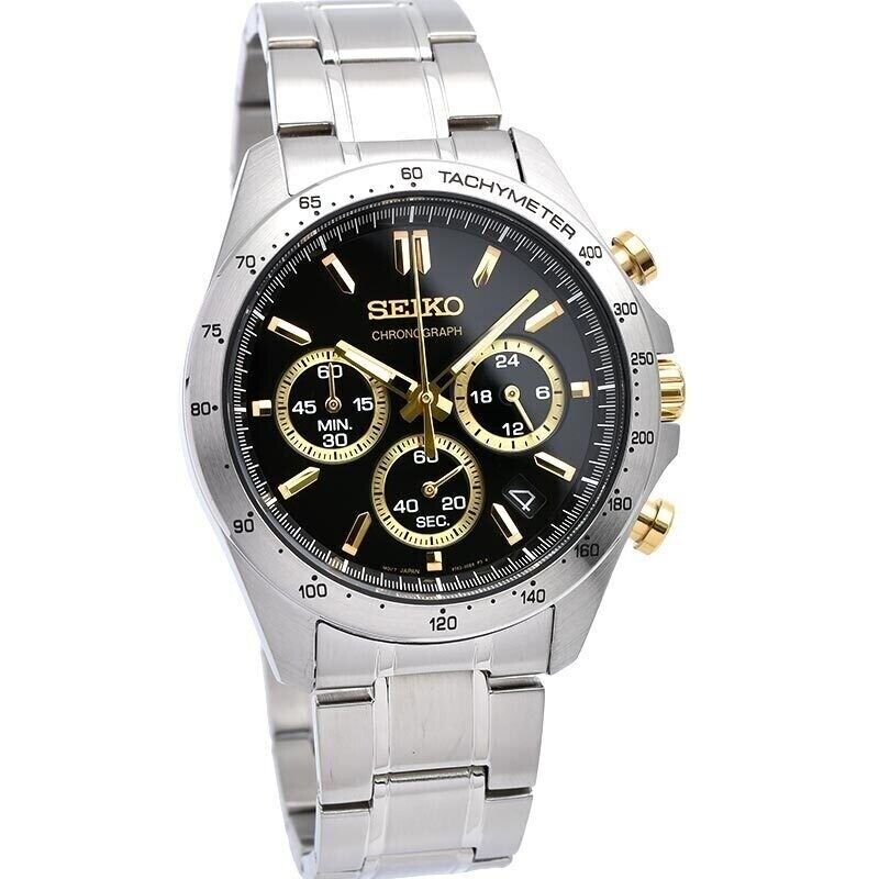 SEIKO SPIRIT Chronograph SBTR015 Black Silver Waterproof Men's Watch