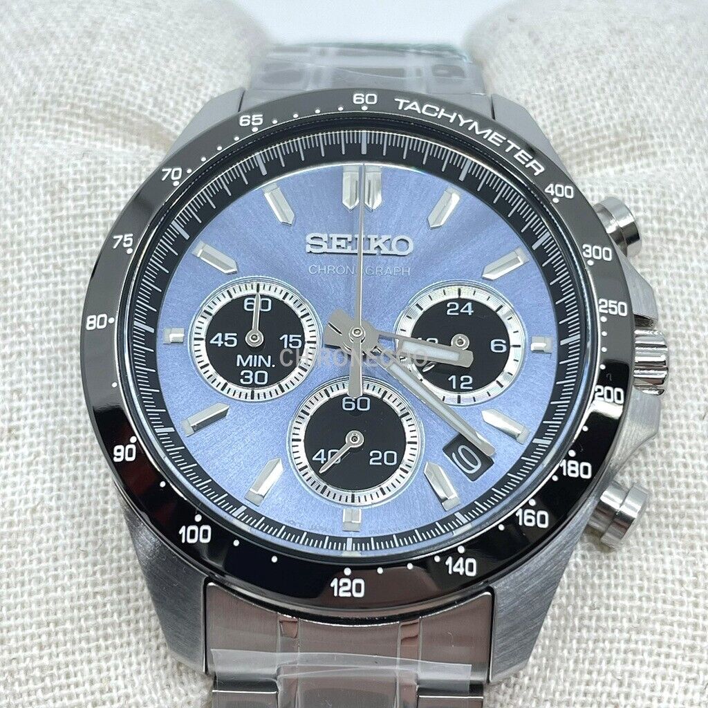 SEIKO SPIRIT SBTR027 Light Blue Stainless Chronograph Men`s Watch