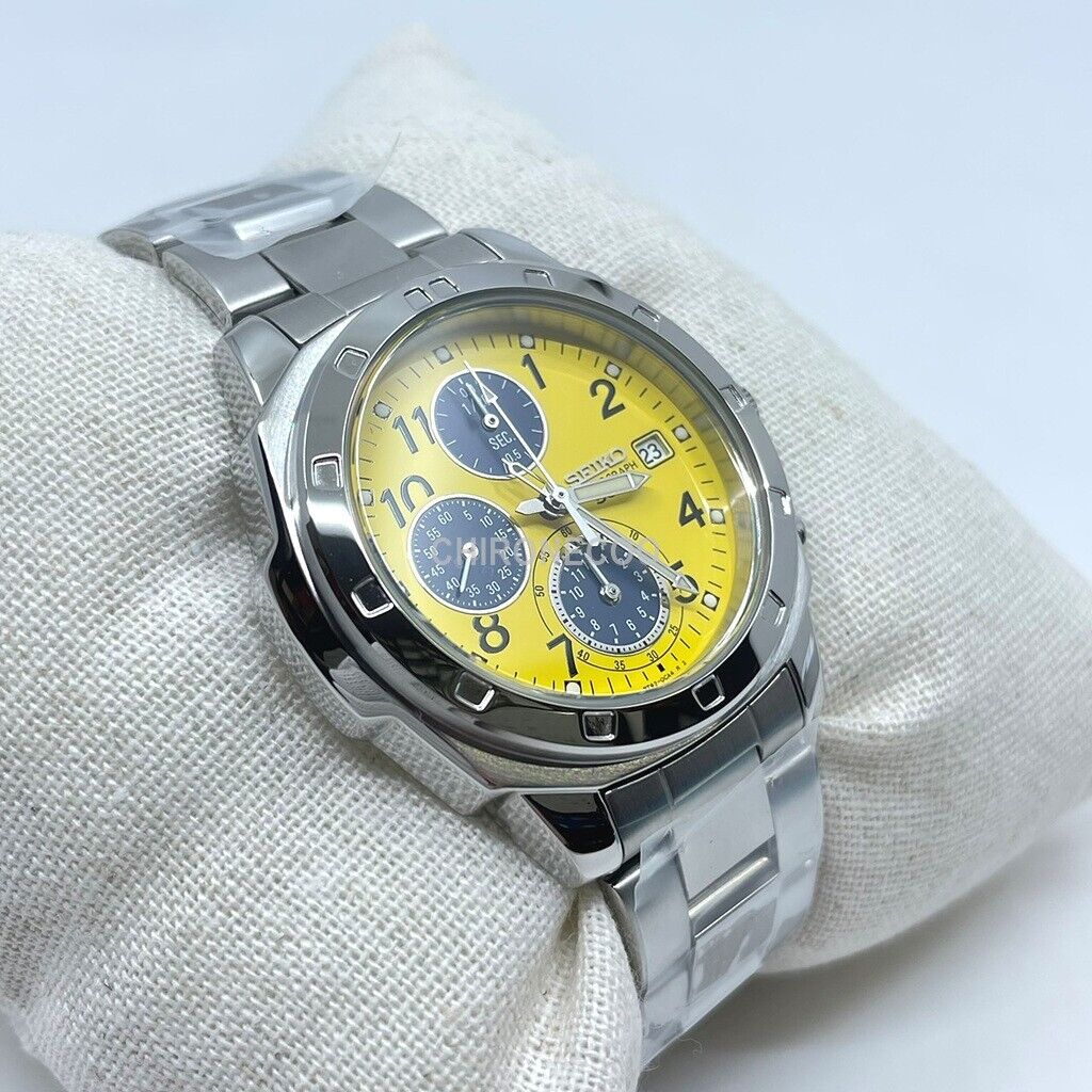 SEIKO SND409P SND409P 1 Yellow Silver Band Analog Waterproof 5BAR Men's Watch