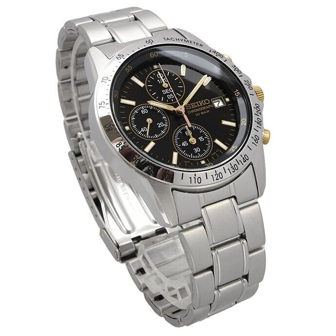 SEIKO Selection Men's Quartz Chronograph Watch SBTQ043 Silver Black Gold