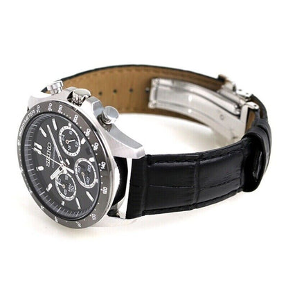 SEIKO SPRIT SBTR021 Black Chronograph Quartz Leather band Men Watch