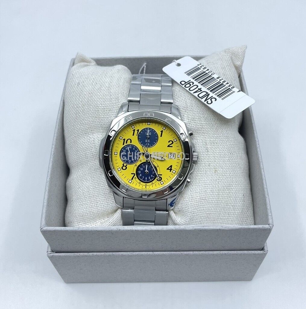 SEIKO SND409P SND409P 1 Yellow Silver Band Analog Waterproof 5BAR Men's Watch