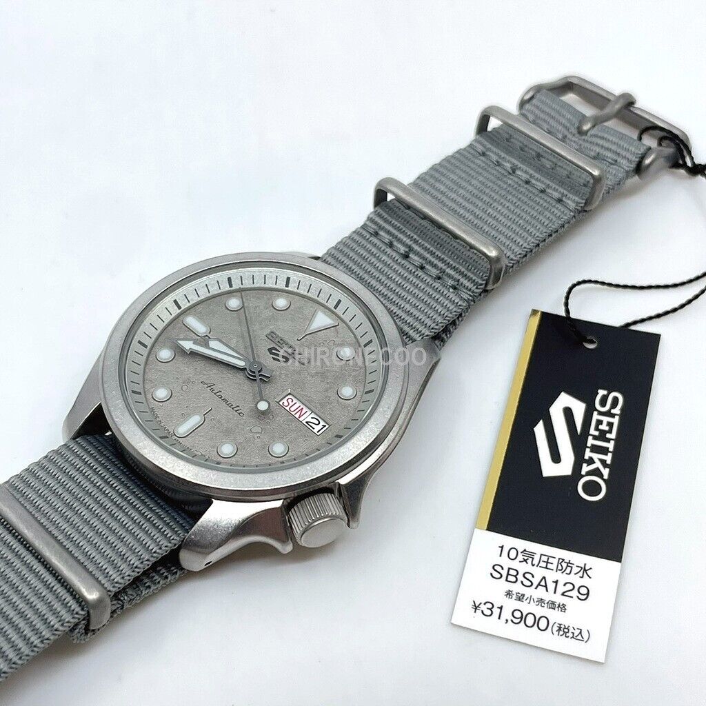 SEIKO 5 Sports SBSA129 Mechanical Automatic Cement-like Dial Watch Nylon Belt