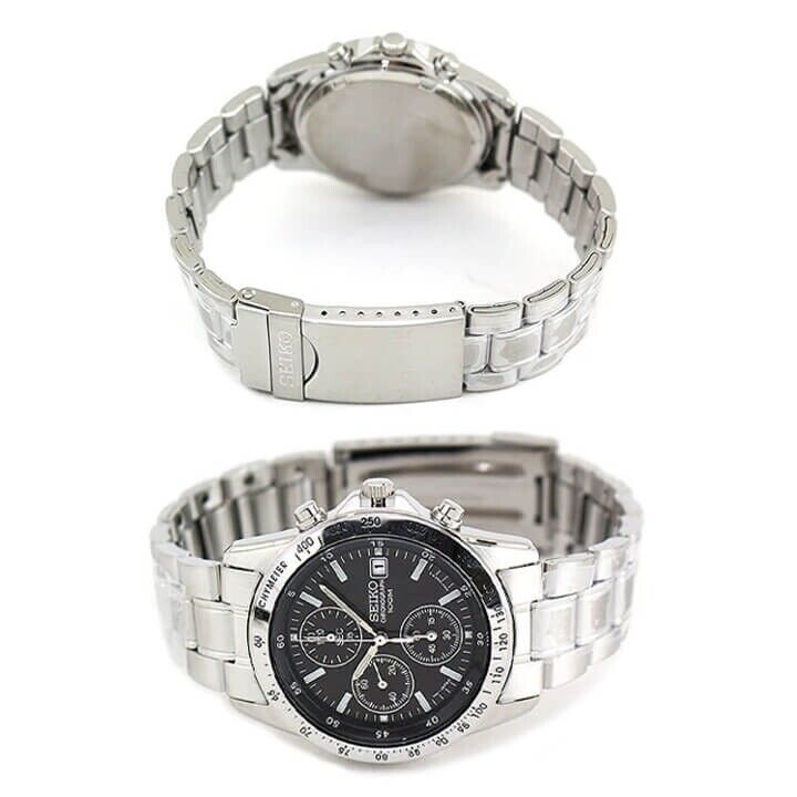 SEIKO Chronograph Black Silver Men's Watch SND367PC