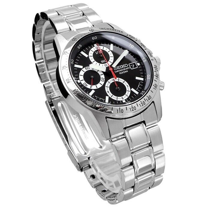 SEIKO SND371P1 SND371P SND371 Black Chronograph Men's Watch