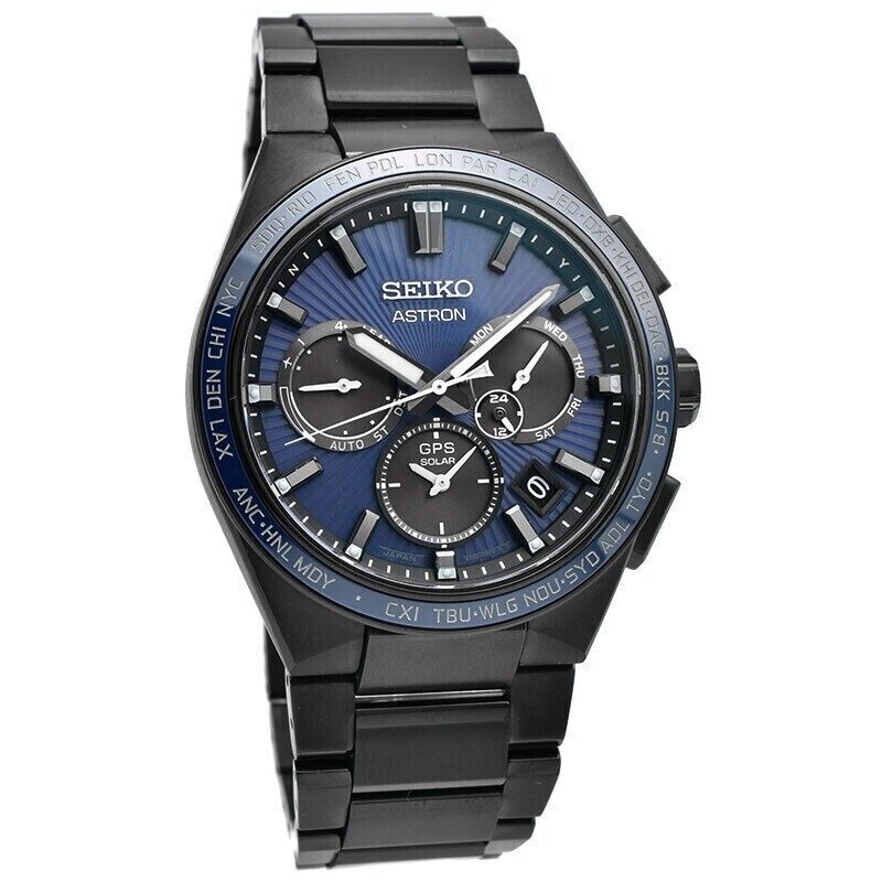 SEIKO ASTRON NEXTER SBXC121 Navy Titanium GPS Radio Solar Men's Watch