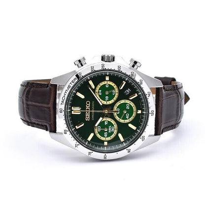 SEIKO SPRIT SBTR017 Green Chronograph Quartz Leather band Men Watch