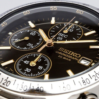 SEIKO Selection Men's Quartz Chronograph Watch SBTQ043 Silver Black Gold