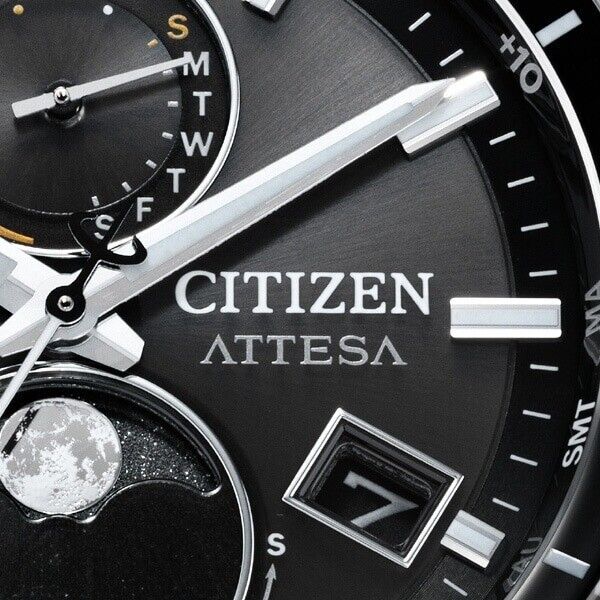 CITIZEN ATTESA BY1001-66E Black Moon Phase Eco-Drive Radio Mens Watch