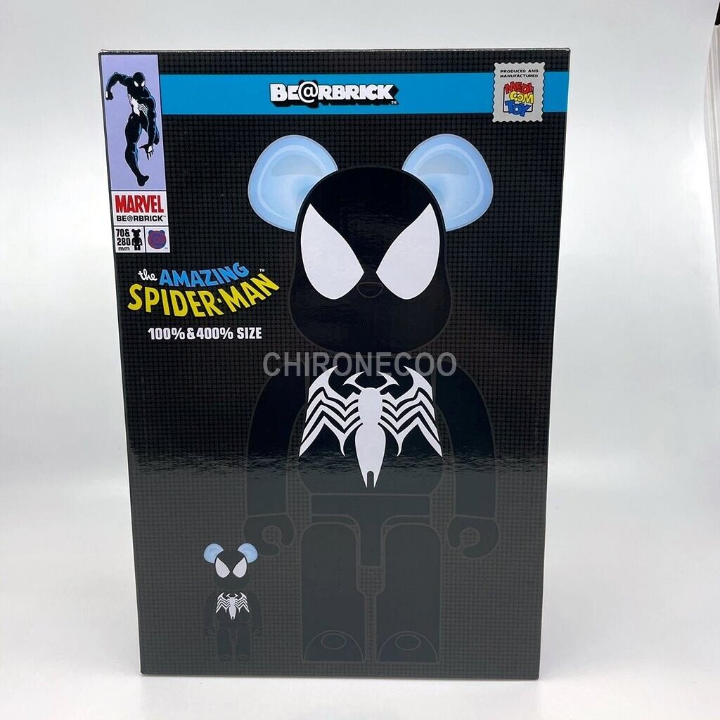 MEDICOM TOY BE@RBRICK SPIDER MAN BLACK COSTUME 100 % 400% Bearbrick