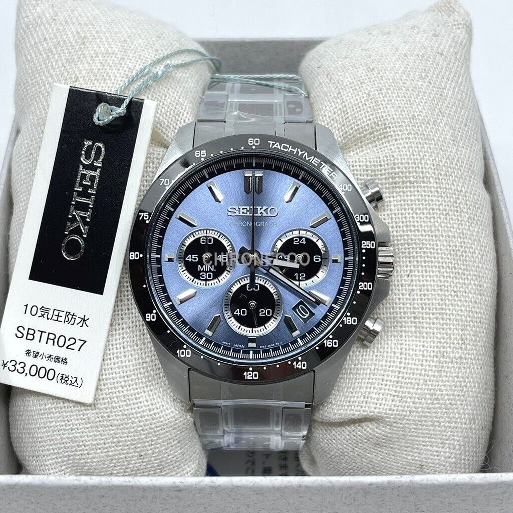 SEIKO SPIRIT SBTR027 Light Blue Stainless Chronograph Men`s Watch