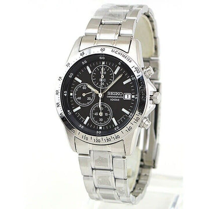 SEIKO Chronograph Black Silver Men's Watch SND367PC