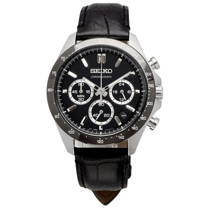 SEIKO SPRIT SBTR021 Black Chronograph Quartz Leather band Men Watch