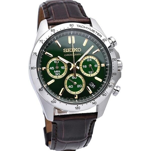 SEIKO SPRIT SBTR017 Green Chronograph Quartz Leather band Men Watch