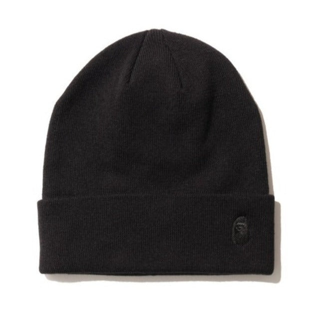 A BATHING APE BAPE HEAD ONE POINT KNIT CAP BEANIE BLACK