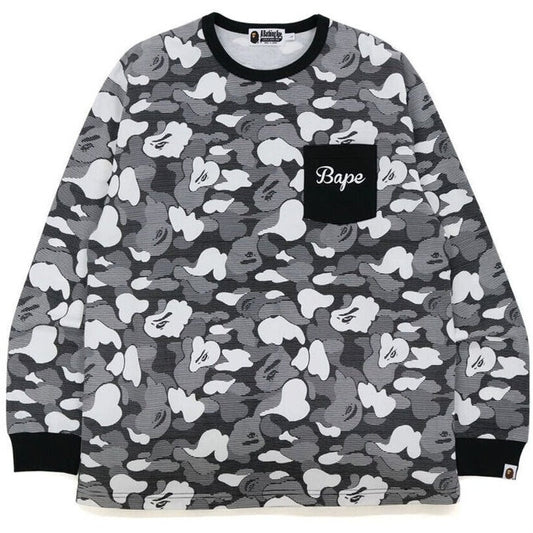 BAPE STRIPE ABC CAMO RELAXED FIT POCKET L/S TEE