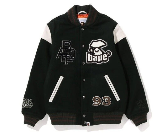 BAPE SWITCH SHOULDER VARSITY JACKET GREEN