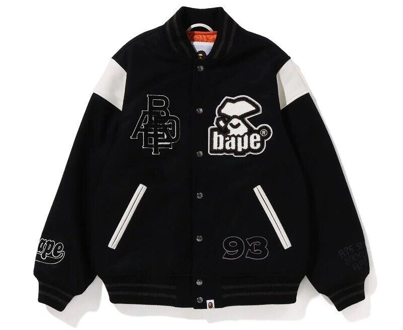 BAPE SWITCH SHOULDER VARSITY JACKET BLACK