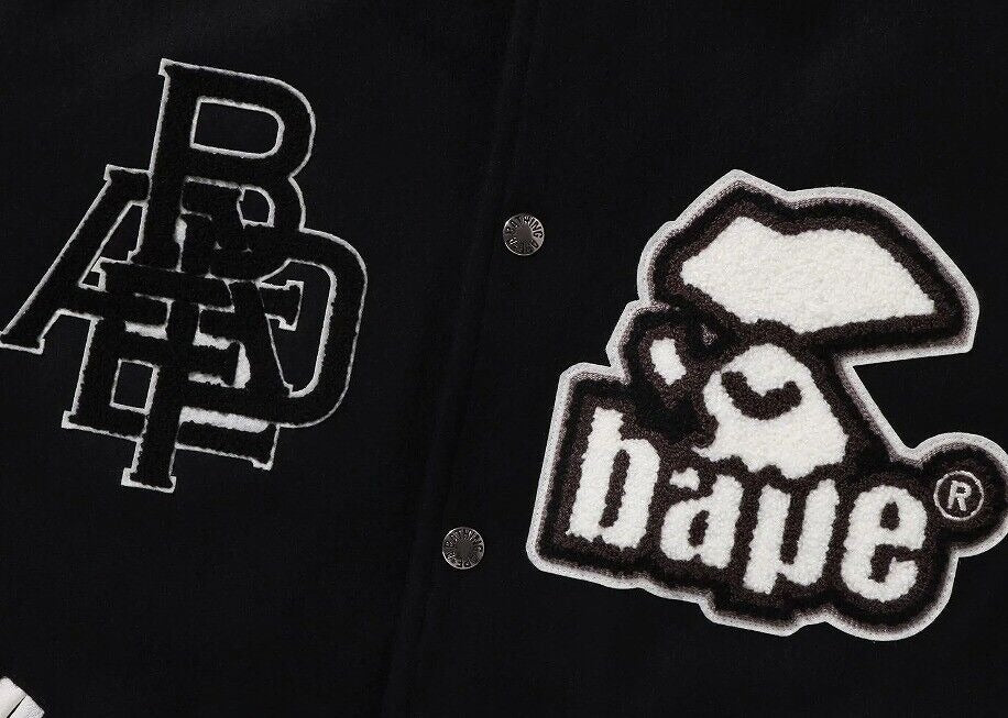 BAPE SWITCH SHOULDER VARSITY JACKET BLACK