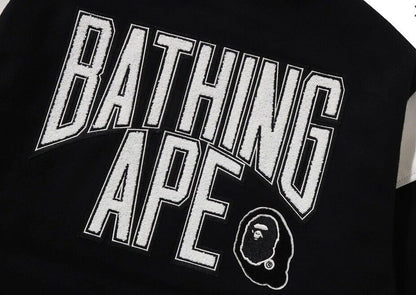 BAPE SWITCH SHOULDER VARSITY JACKET BLACK