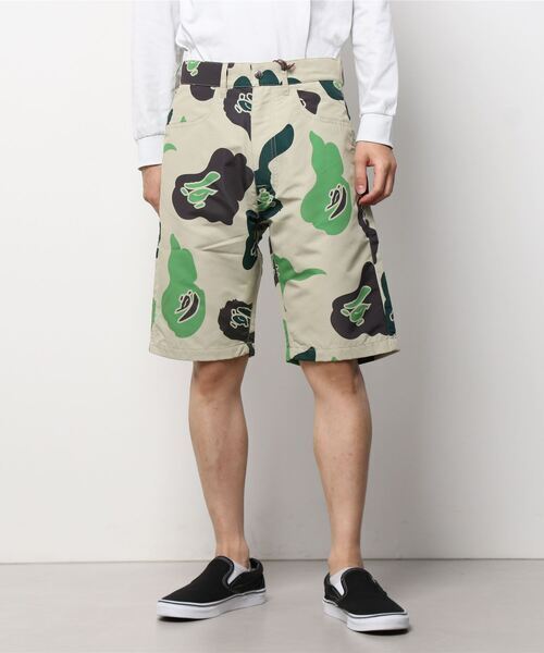 A BATHING APE BAPE DEF CAMO WIDE SHORTS BEIGE 1H30153022