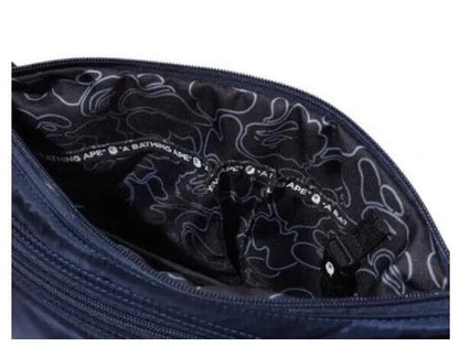 A BATHING APE BAPE PADDED NYLON BAG NAVY