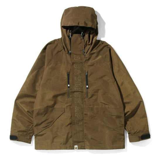 A BATHING APE BAPE TEXT CODE CAMO HOODIE JACKET BROWN 1I30140015