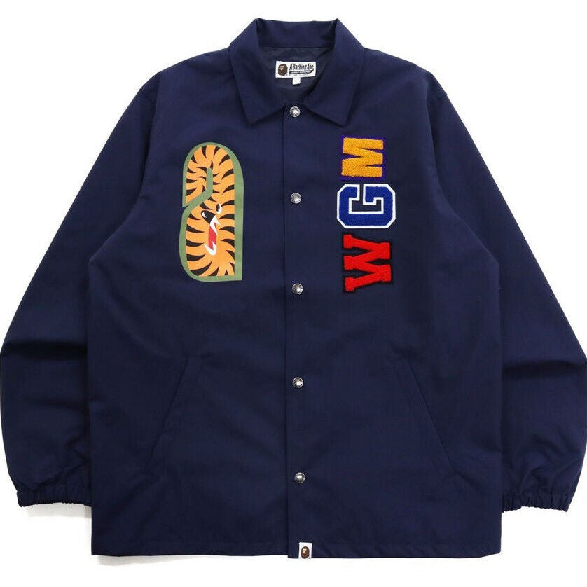 A BATHING APE BAPE SHARK COACH JACKET NAVY 1H80140013